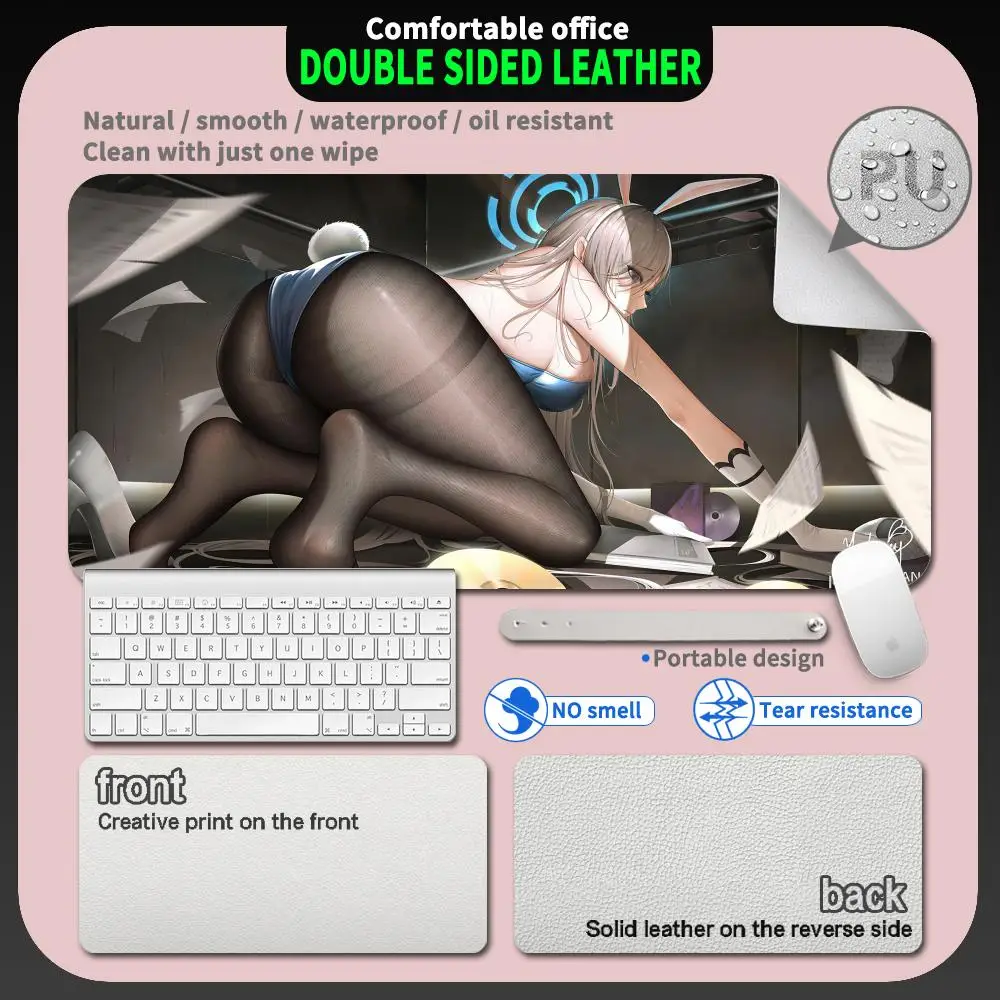 

PU Anime Girl Mouse Pad Leather MousePad Big but Double-sided Waterproof Soft Durable Comfortable Touch Desk Mat Large Mousepad