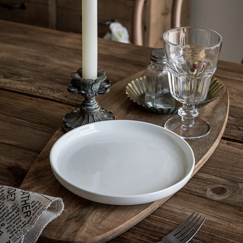 

Simple White 7.5-inch Ceramic Plate Pasta Dessert Plate Breakfast Plate Disc Cutlery