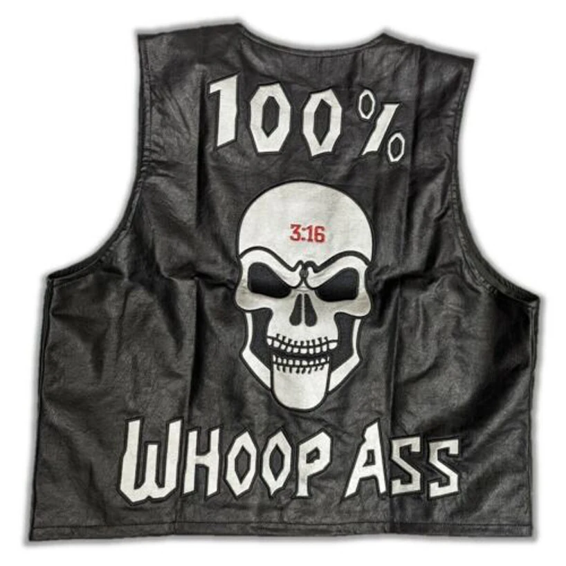 Stone Cold Steve Austin SOB 3:16 Skull Vest Black WHOOP ASS SOB