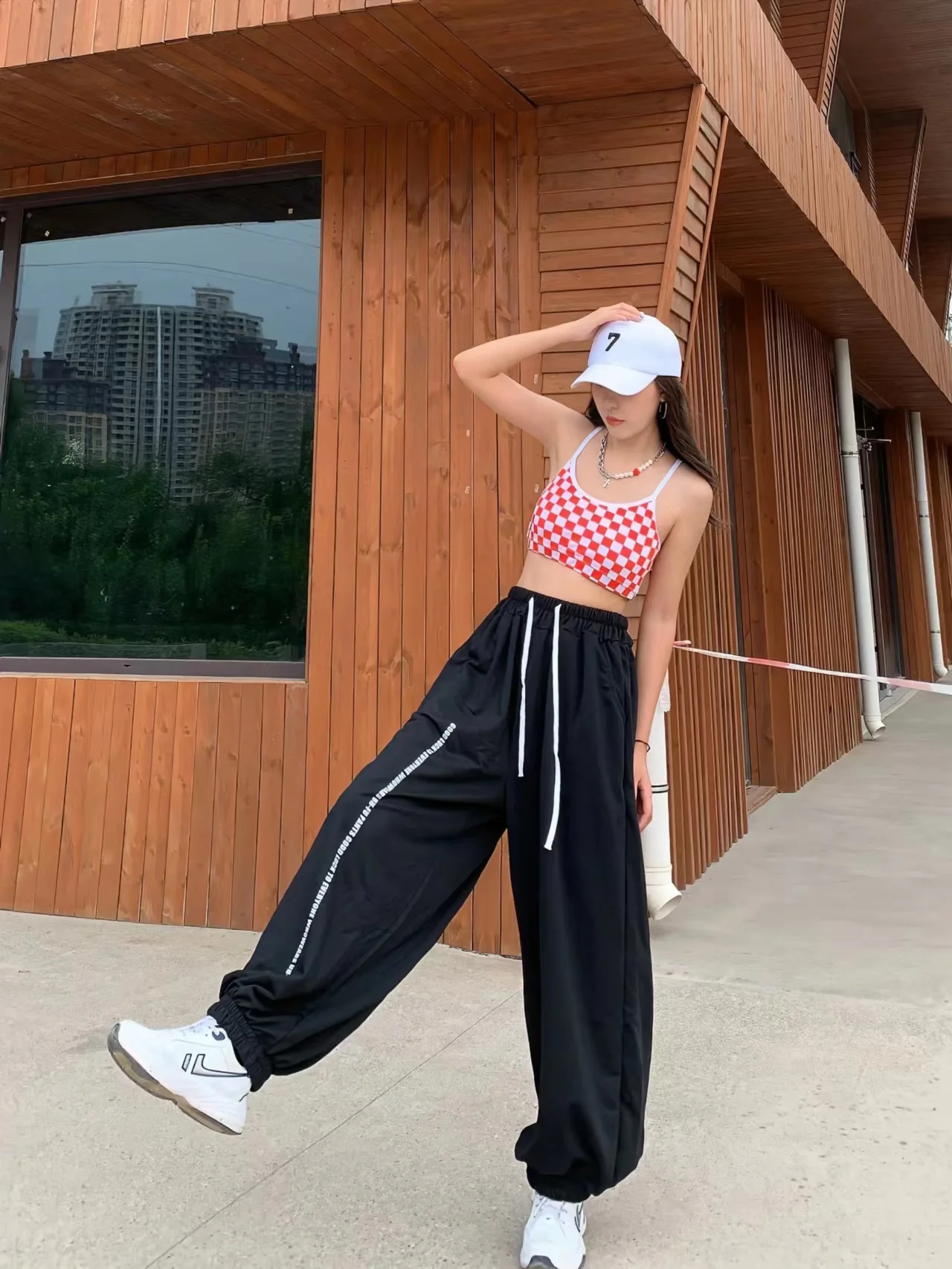 Europäische amerikanische Stil Frauen Hosen hohe Taille lässig Kordel zug Design Frau Hose neue Frühling Sommer y2k Hosen – Detail 11