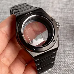 Black PVD 40mm Ingenieur Automatic Watch Case with Sapphire Crystal, 200m Waterproof - NH35 NH36 Case (Black set - glass back)