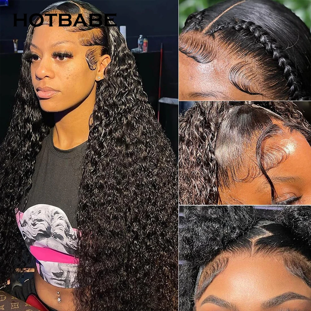 250 Density Glueless Wig Water Wave 13x4 HD Lace Frontal Wig Brazilian Preplucked 13x6 Lace Front Wig Curly Human Hair Wig