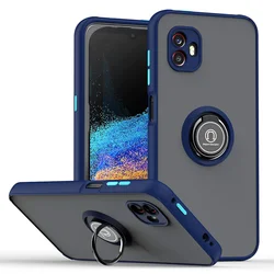 Durable Armor Matte Case with Ring Holder Stand and Magnetic Grip - Shockproof Protection for Xcover 7 (Dark Blue)