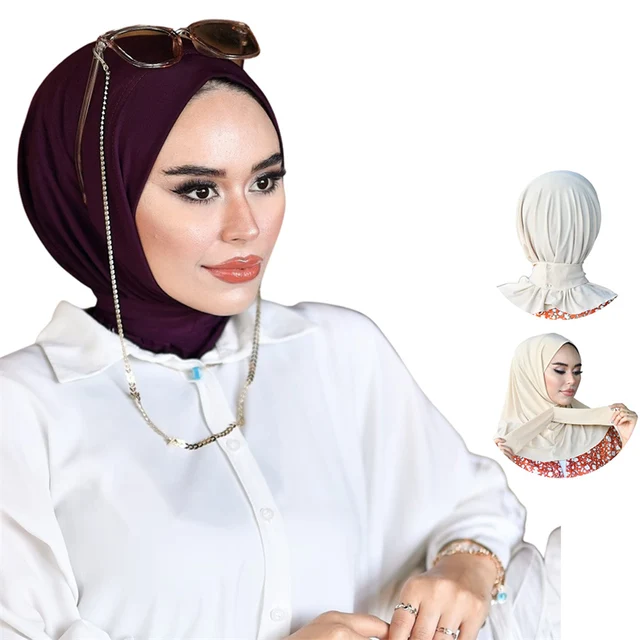 Casquette Hijab Musulmane pour Femme, Sous-Écharpe, Voile en Coton Modal, Turban de Tête Islamique