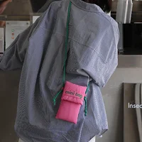 New Fashion Cute Phone Bag Simple Green Rose Red Shoulder Bag Crossbody Bag Girls Fabric Small Bag Storage Bag Purse Card Holder - Image 2