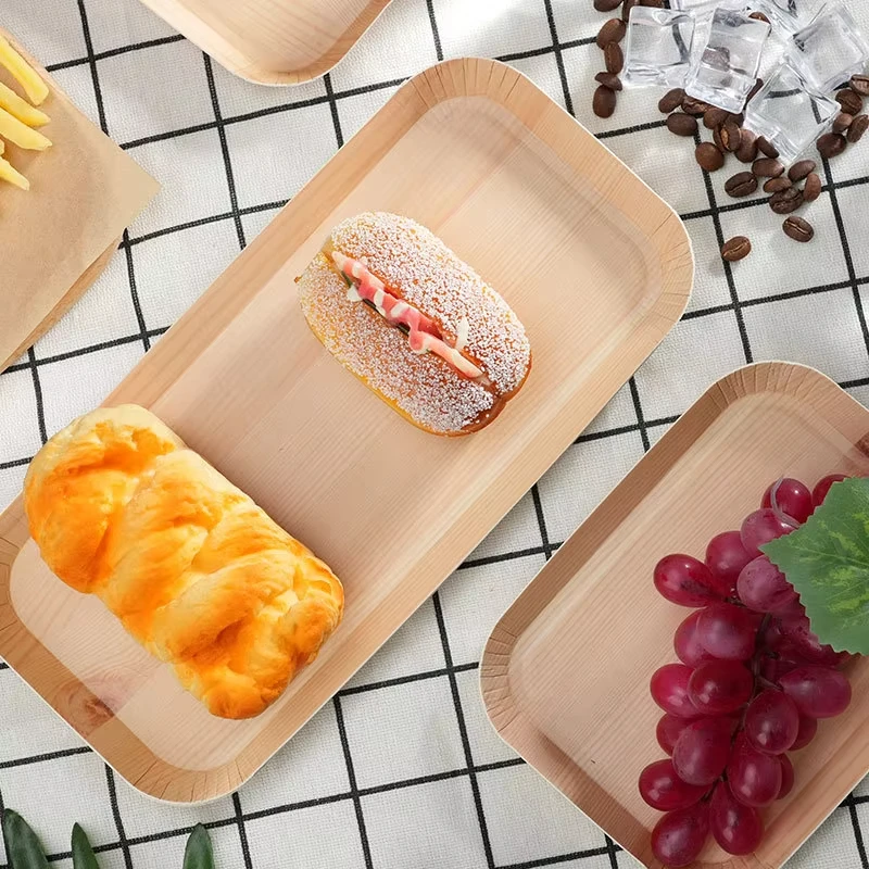 Disposable Plates Wedding Birthday Party Decorations Kitchen Camping Tools Wood Grain Plates Tableware