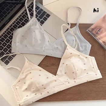 Thin Section of the French Triangle Cup Underwear Small Breasts Gathered Anti-Sagging Without Steel Ring Rabbit Ears Girls Bra 1