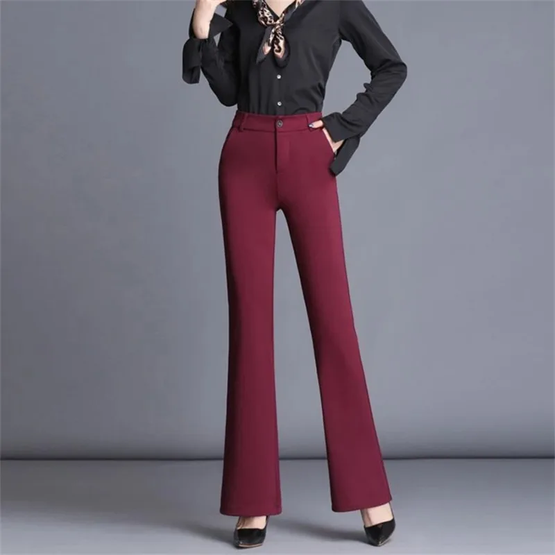 

New Elegant Spodnie OL Broek High Waist Flare Pants Women Causal Slim Pantalones Korean Offcie Big Size 4xl Straight Trousers