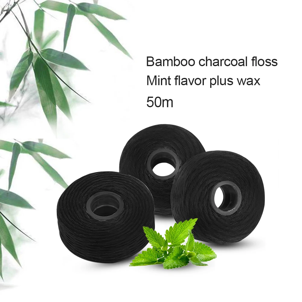 Dental Floss 3 Pcs 50m Bamboo Charcoal Dental Flosser