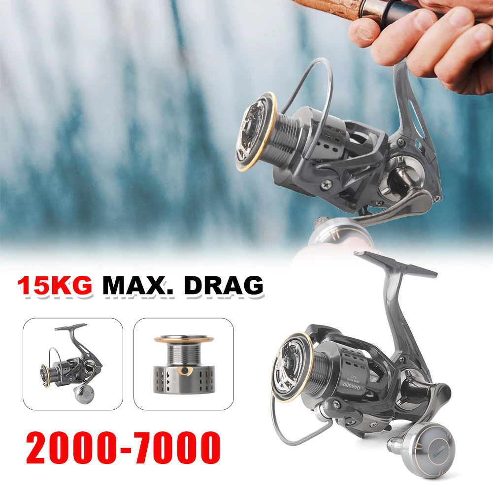 

Ultralight Spinning Reel AD2000-7000 Fishing Reel 15KG Max Drag Metal Spool 5.2:1 Gear Ratio Fishing Carp Freshwater Saltwater
