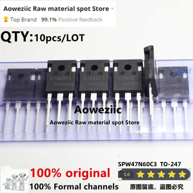 

Aoweziic 2023+ 100% New Imported Original SPW47N60C3 47N60C3 TO-247 High Current FieldEffect Transistor 650V 47A