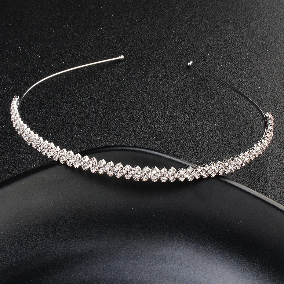 Fashion Rhinestone Bridal Tiara Headpiece Silver Color Crystal Wedding Hair Accessories Women Birthday Party Rhinestone Crowns Bridal Hair Accessories