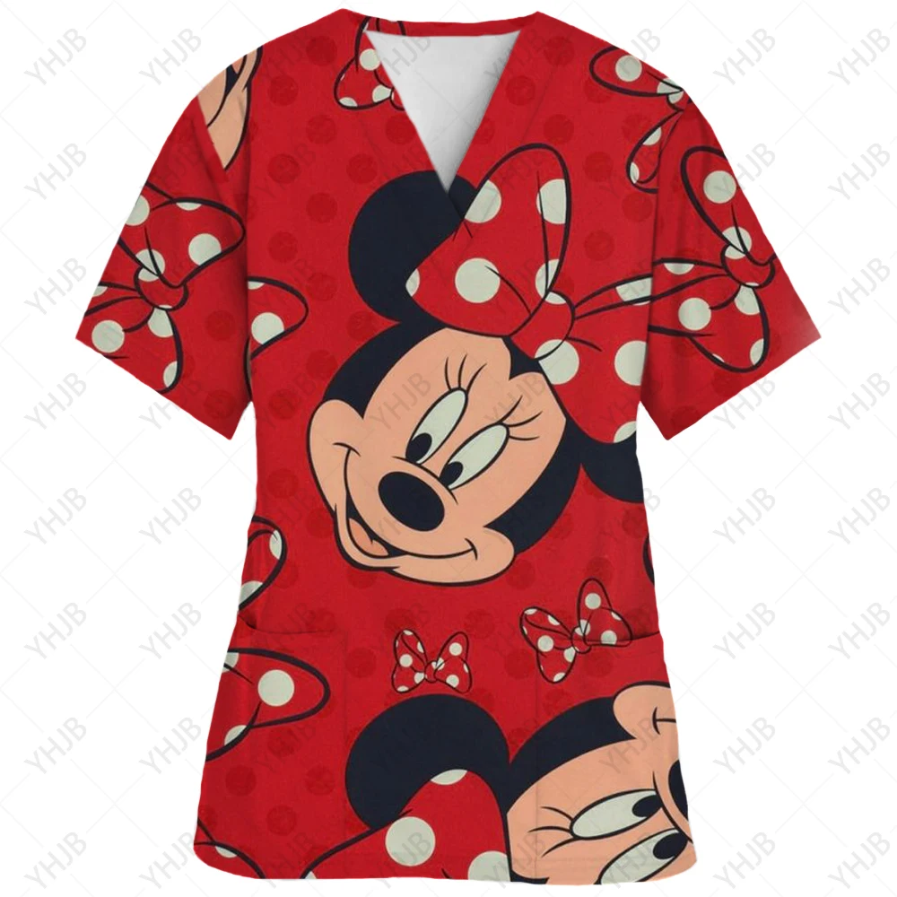 thumbnail image 1 of Blusa médica con estampado navideño de Mickey Mouse, talla 5xl, uniforme de manga corta, uniforme de médico y enfermera, blusas de trabajo para centros de revisión para niños, 1 of 5
