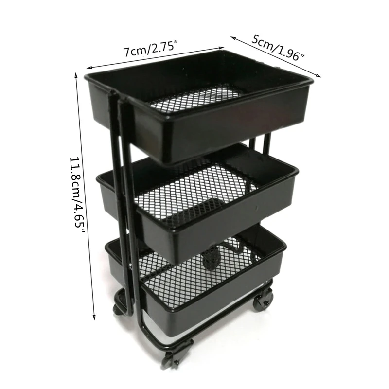 Mini Trolley Floor Storage Rack with Wheel Shelf Bookshelf Storage Display Rack Decoration Collection Accessories 6