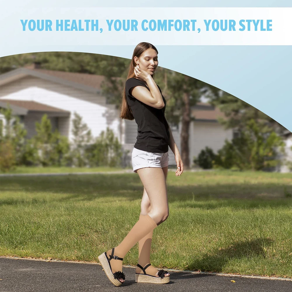 BraceTop Long Calf Compression Sleeve 20-30mmhg Leg Support Graduated Open Toe Pressure Socks Shin Splints for Running, Cycling