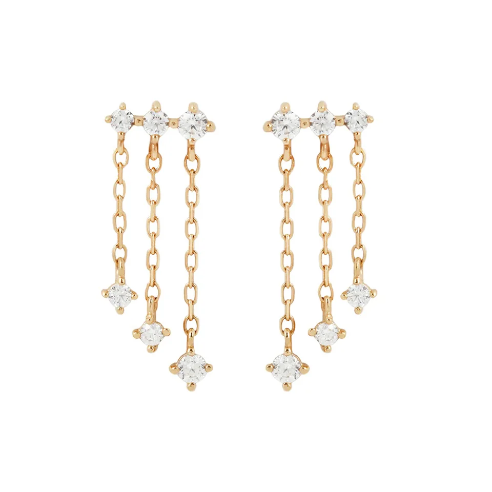 Korean Style Gold Silver Tassel Stud Earrings