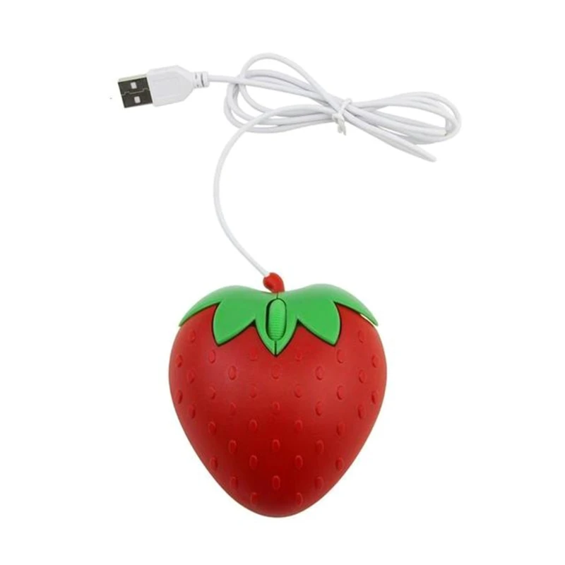 Wired Mouse Strawberry Mini Optical Mice Cartoon Computer Mouse 3 Button W3JD