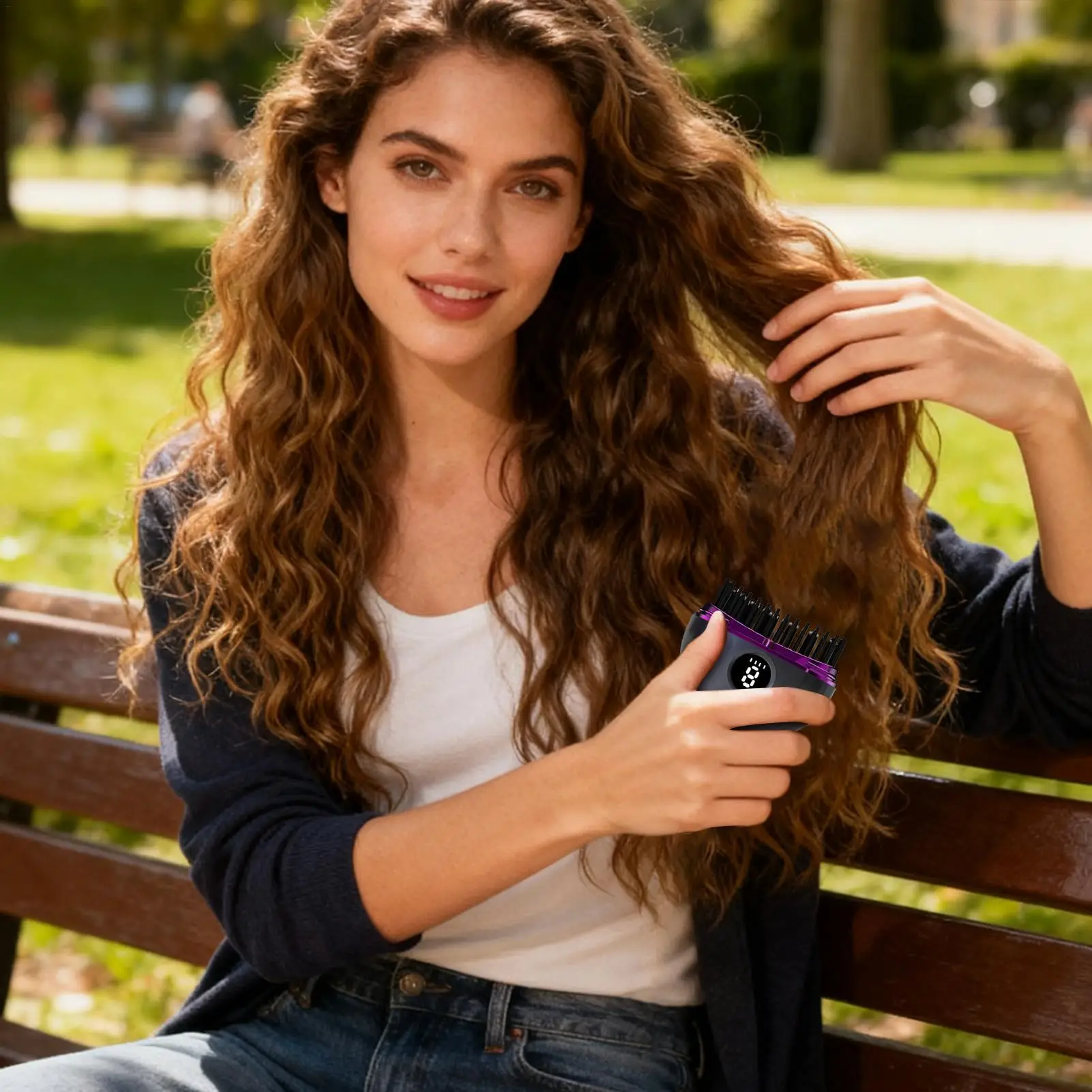 Small Flat Iron Rechargeable Cordless 3 Heat Settings Tiny Flat Iron Hair Straightener Comb for Women Girls Short Curly Bangs