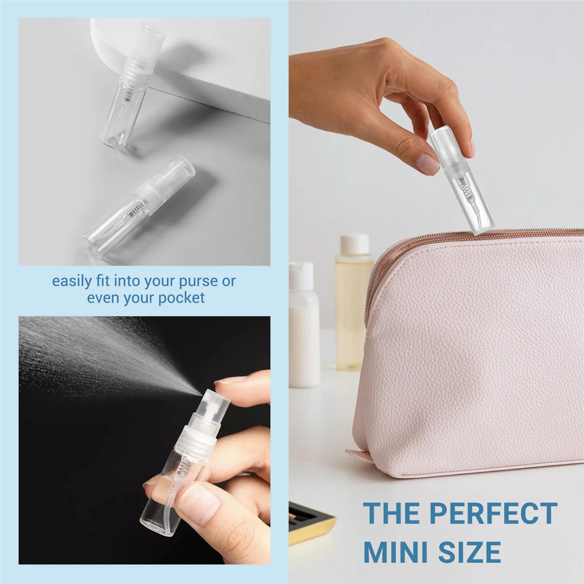 Y77A-Mini Transparent 2 ML Plastic Bottle Perfume Empty Sample Bottle Suitable for Travel 90Pcs