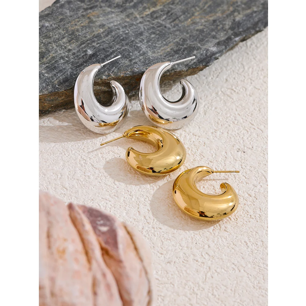 Yhpup Women Chunky Earrings 18K Plated