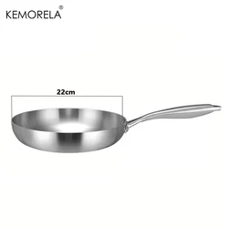 Professional-Grade 304 Stainless Steel Frying Pan - 24CM, 5-Ply Construction, 2MM Thickness Wok Skillet (22CM)