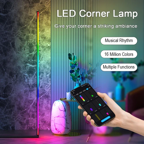 RGB LED 플로어 램프, 실내 홈 장식, 모던 코너 플로어 램프, 거실 로마 아트 장식, 대기 스탠딩 스탠드 조명 3