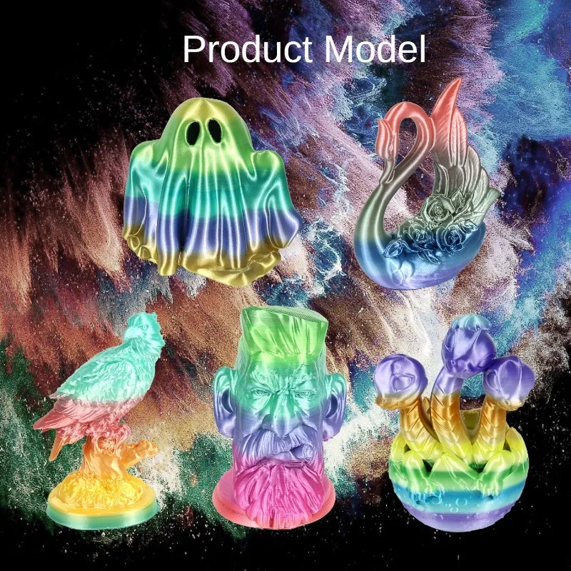 1.75mm 1Kg Silk Shiny PLA Multicolored Fast Color Change Rainbow Sublimation Universe Forest Candy Macaron Series Filaments