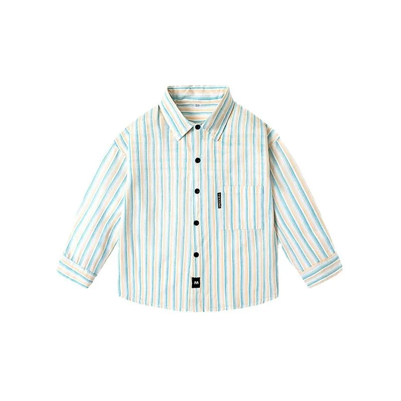 Children's New Spring and Autumn Long-sleeved Shirt Boys Striped Shirts Kids Clothes