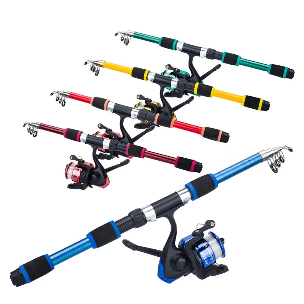 Portable 1.8m Telescopic Fishing Rod 5.5:1 Gear Ratio Spinning Fishing Reel  Set With Fishing Line Fishing Gear