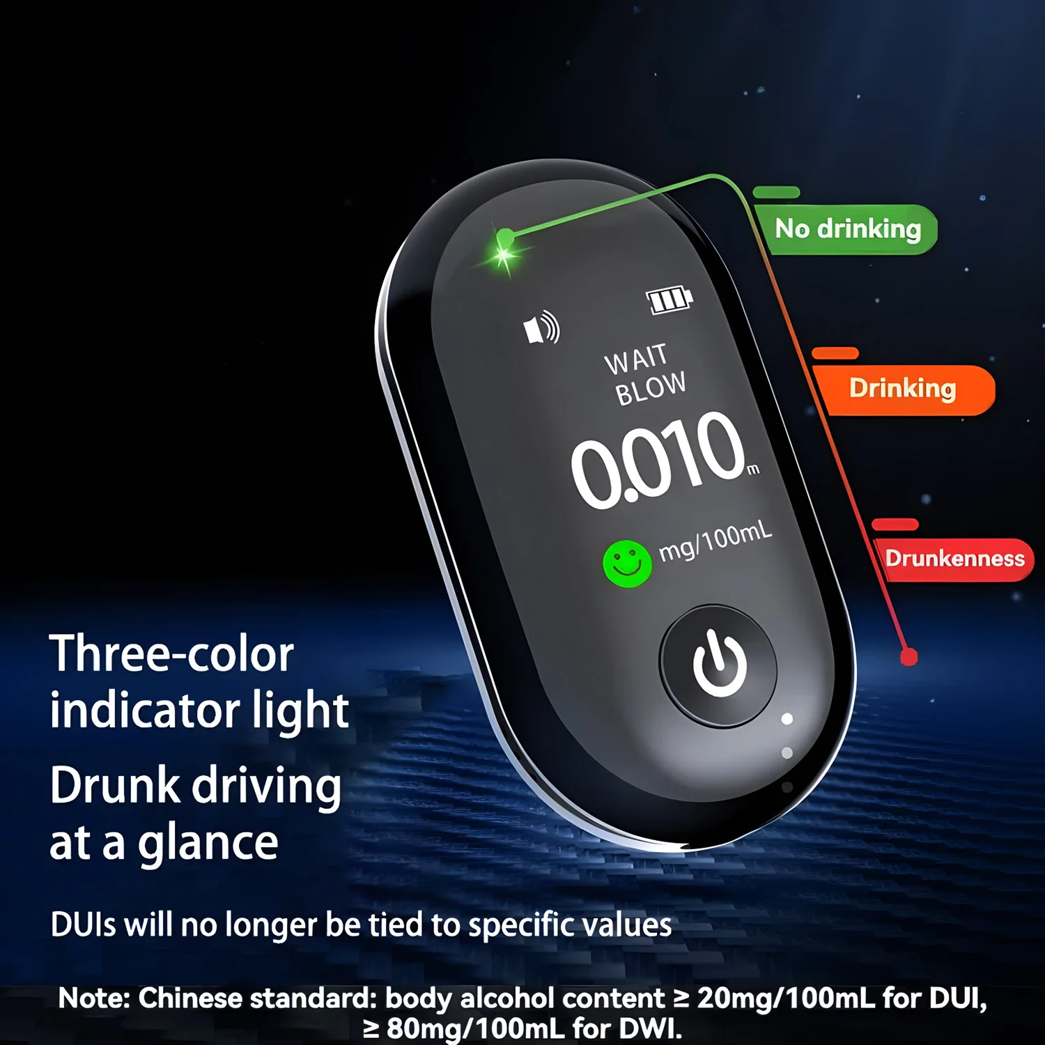 USB Rechargeable Digital Breath Alcohol Tester Professional Breathalyzer Electronic Alcohol Tester Keychain LCD Display