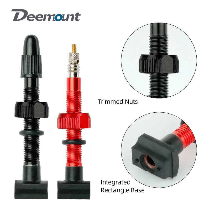 Bicycle Tubeless Valve Bicycle Valve Bicycle Air Valve Bicycle Valve Accessories Presta Valves Uni-body Square Base for Bicycle Tubeless Rim Mount F/V Nozzle Nipples Anodized Aluminum Stem Brass Core