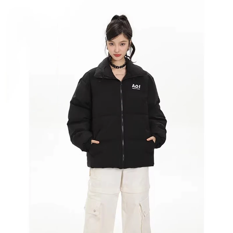 

Модная короткая куртка, женская зимняя утепленная хлопковая верхняя одежда, утепленная Повседневная Свободная парка с воротником-стойкой