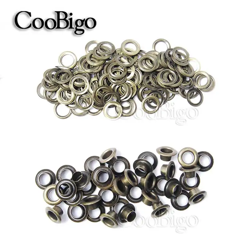 Juego de 100 ojales y arandelas de Metal, ojales de latón y bronce para cinturón, ropa, zapatos, accesorios de artesanía de cuero DIY _ - AliExpress
