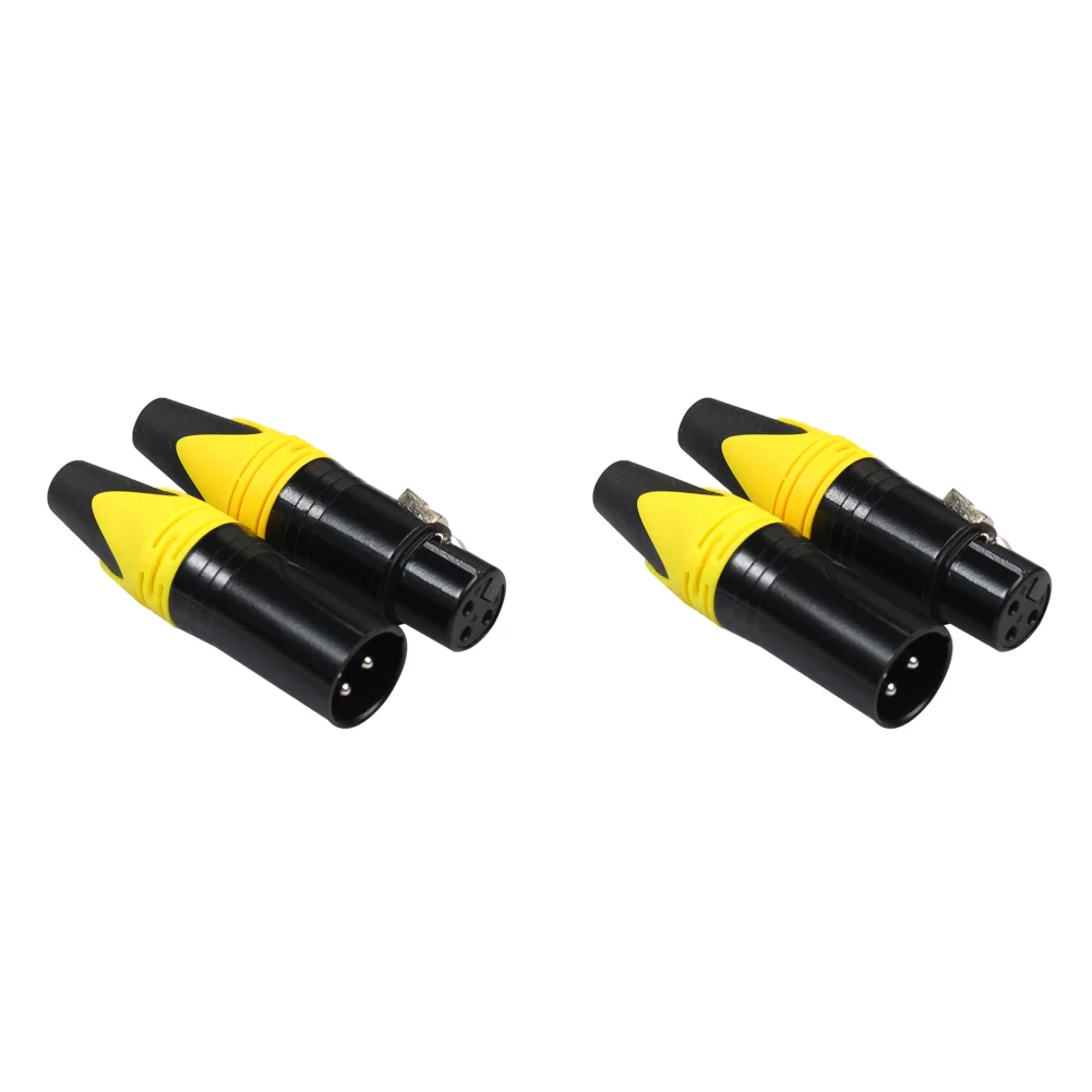 XLR 수컷 암컷 DIY 오디오 케이블 커넥터, 납땜 플러그 (노란색), 1 쌍, 3 핀