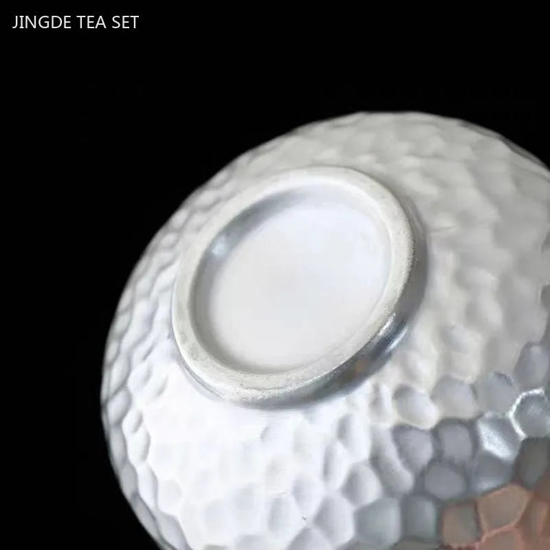 80ml High-end Silvered Ceramic Tea Cup Home Beauty Master Cup Handmade Portable Custom Small Tea Bowl High-quality Tea Set