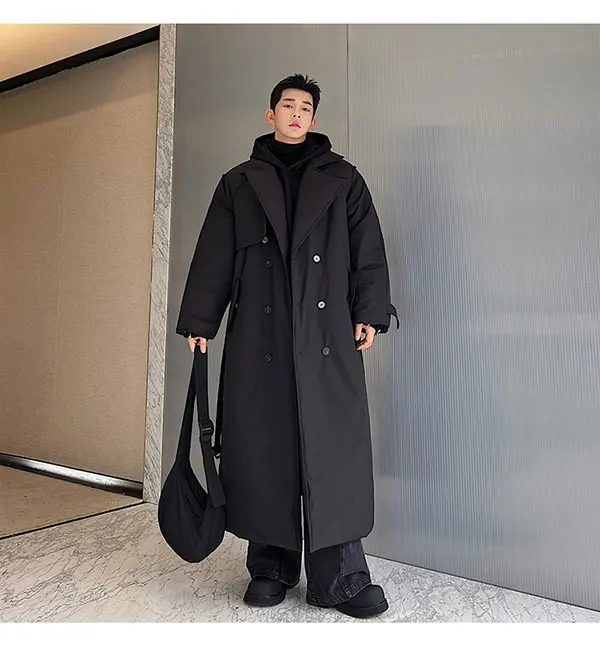 LUZHEN Winter Stylish Double Breasted Long Padded Coat Men's Original Design Thickened Knee-length Trench Trendy 2023 New Cac4db