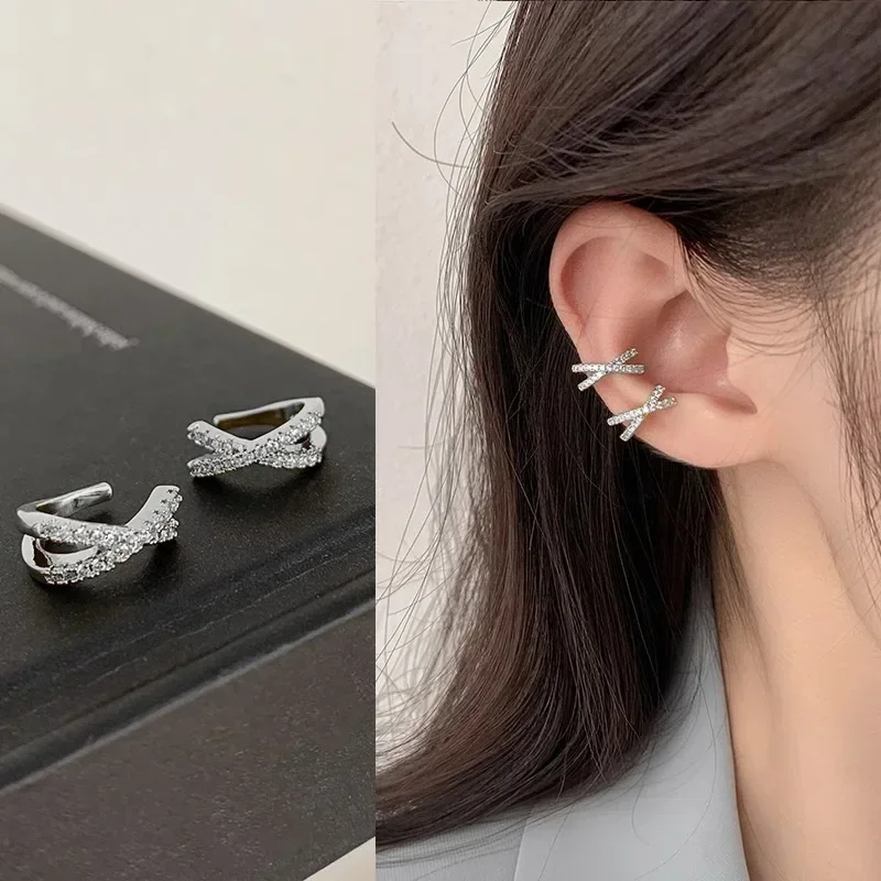 Punk Metal Zircon Ear Cuff Ear Clip for Women No Pierced C Shape Geometric Small Earcuff Wrap Earcuff Clips Jewelry