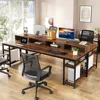Two Person Desk with Monitor Stand, 78.74" Long Double Computer Office Desk with Storage Shelves, Large Gaming Desk Study 6