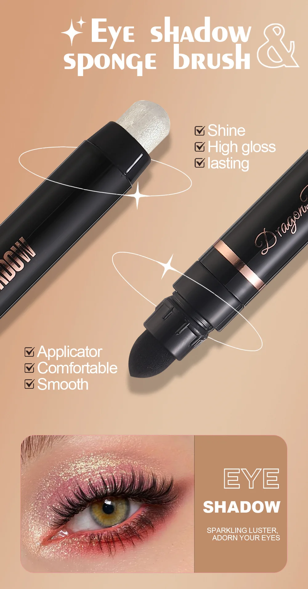 Description Picture 5 of item12Color Metallic Pearlescent Eyeshadow Pencil Waterproof Lasting Double Head Glitter Golden Eye Shadow Pen Eyeliner Stick Makeup