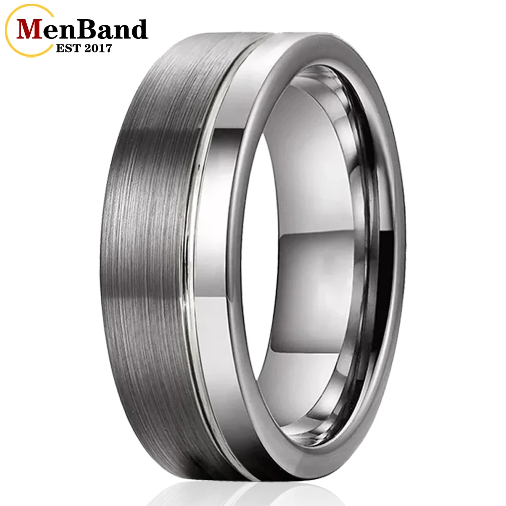 6MM 8MM Womens Mens Wedding Band Tungsten Carbide Rings Offset Groove Polished Brushed Finish Comfort Fit custom luxury metal business card polished finish metal business card mirror effect surface