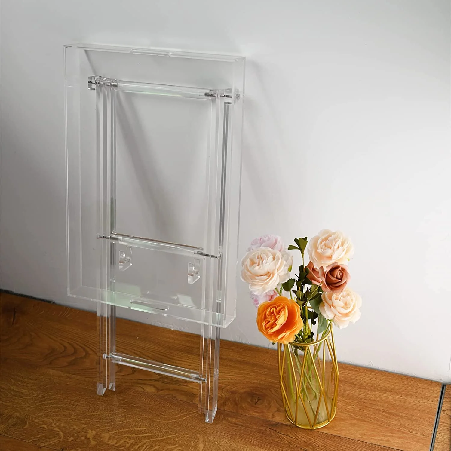 Bespoke clear Acrylic Tea Coffee Folding Tray Table for Home Decor Lucite Side Table Sofa End