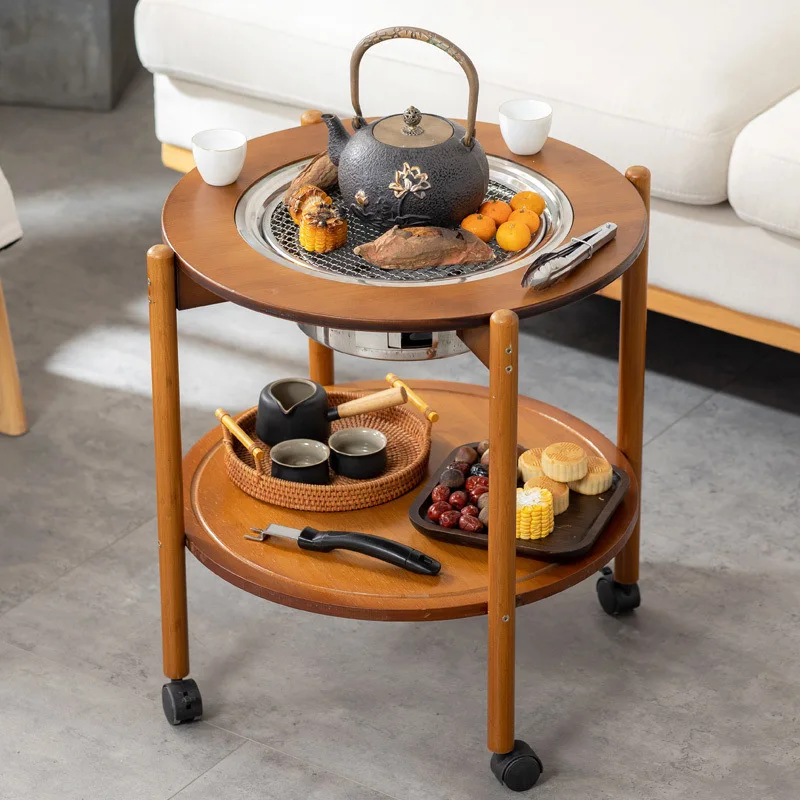 Multifunctional Stove Indoor Mobile With Cover Coffee Table Portable Charcoal Balcony Outdoor Grill Living Room Furniture G