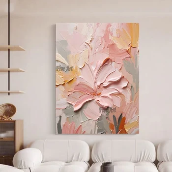 Modern Canvas Art Pink Simple Abstract With Heavy Texture pittura a olio immagine della parete per la decorazione della casa del ristorante senza cornice