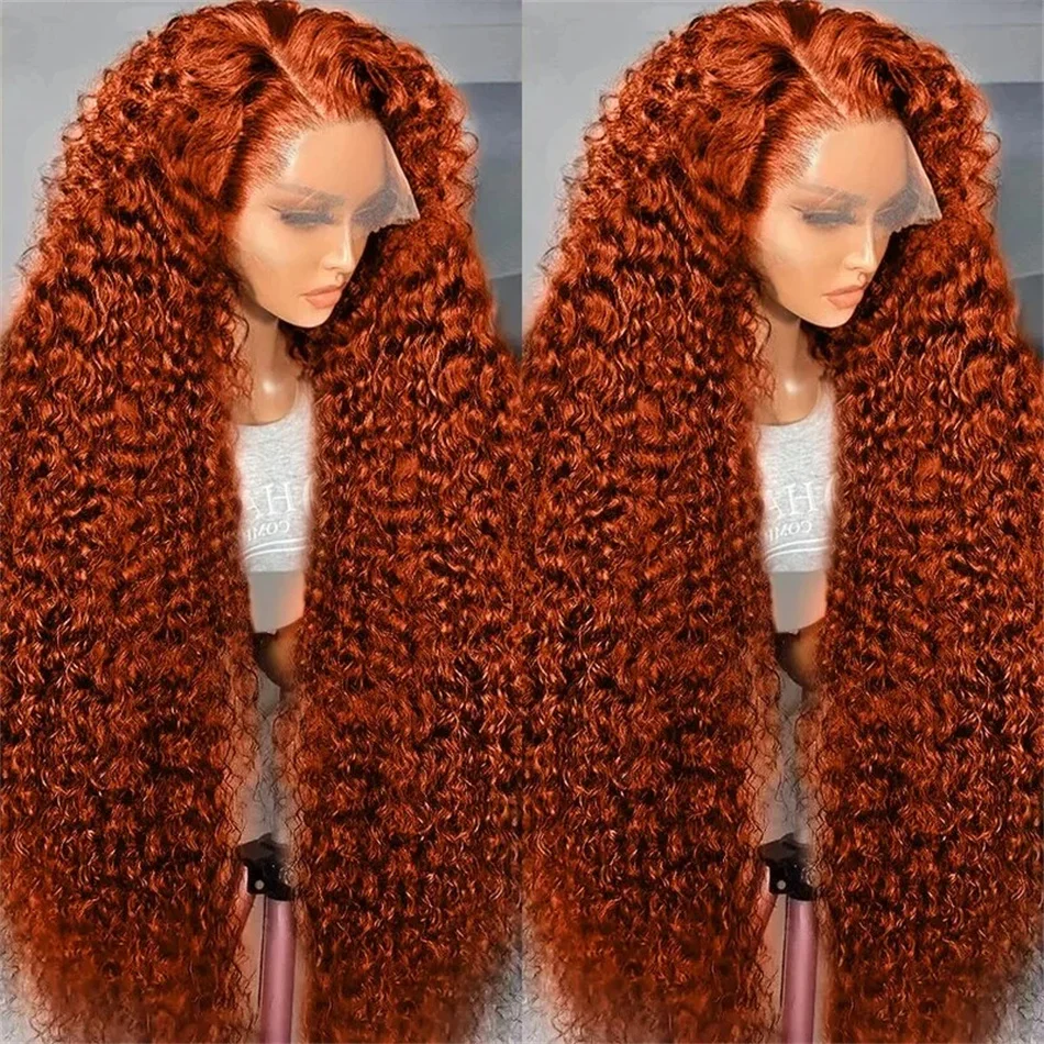 

180% Curly Ginger Orange 13x6 HD Lace Front Human Hair Wigs Deep Wave 30 inch Colored 13x4 Lace Frontal Wig Brazilian For Women