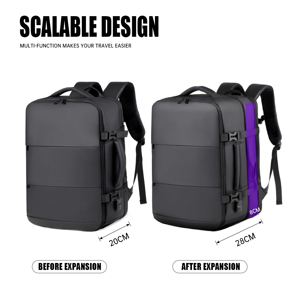 Large-Capacity Outdoor Backpack with Shoe Compartment, Travel and Business Multifunctional Backpack, Men's Computer Bag, Cross-Border Expandable for Commuting
