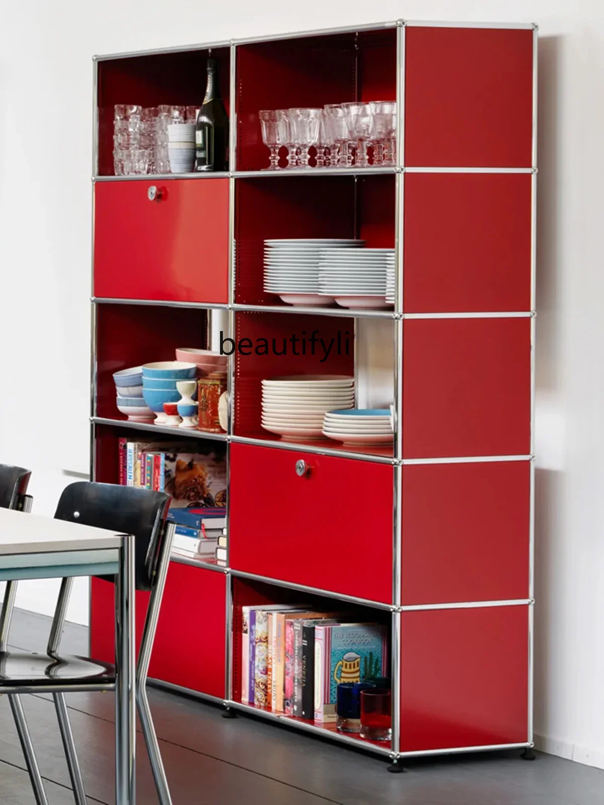 

Middle-Ancient Module Sideboard Cabinet Living Room Floor Side Cabinet Simple Combination Storage Cabinet Chest of Drawers