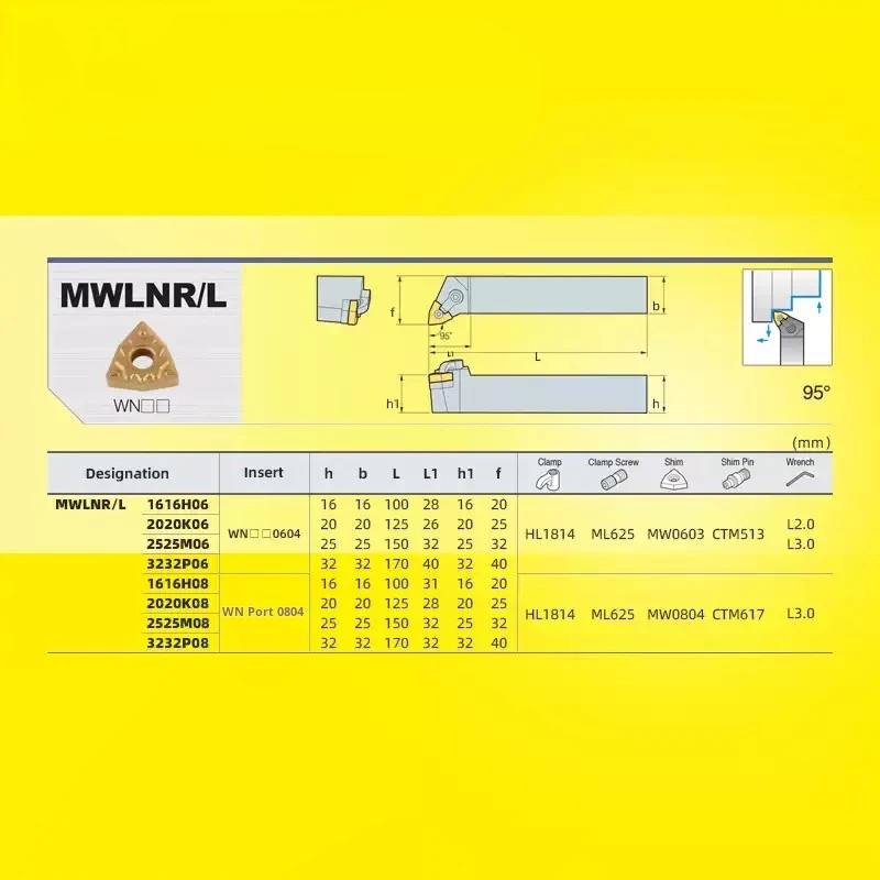 MWLNR2020/MWLNR 1616/MWLNR2525/MWLNR32 WNMG 카바이드 인서트 선반 바 CNC 절삭 공구 세트 외부 터닝 공구 홀더