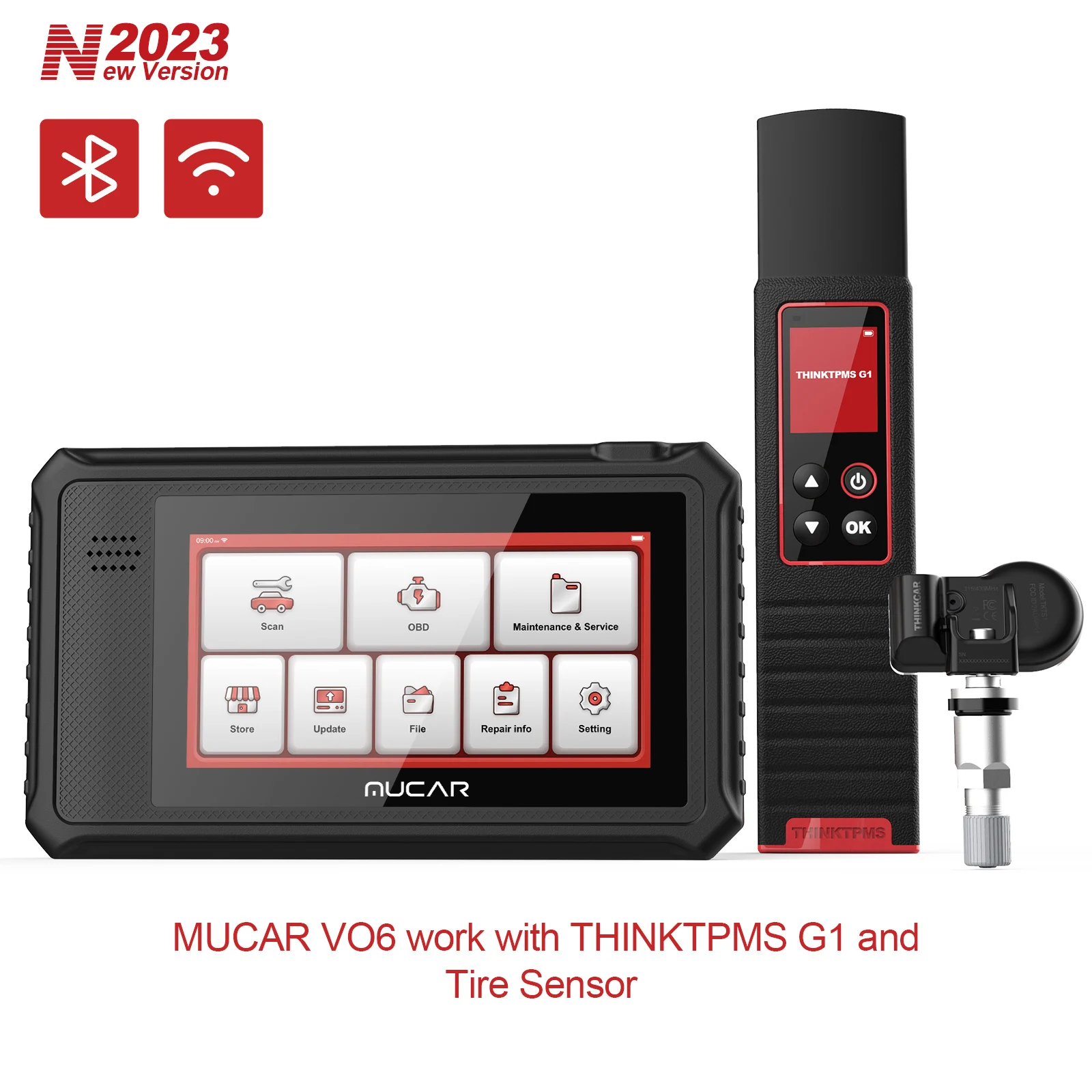 Mucar Vo6 Obd2 Scanner For Car Full System Tire Programming Tire Pressure Sensor Automotive