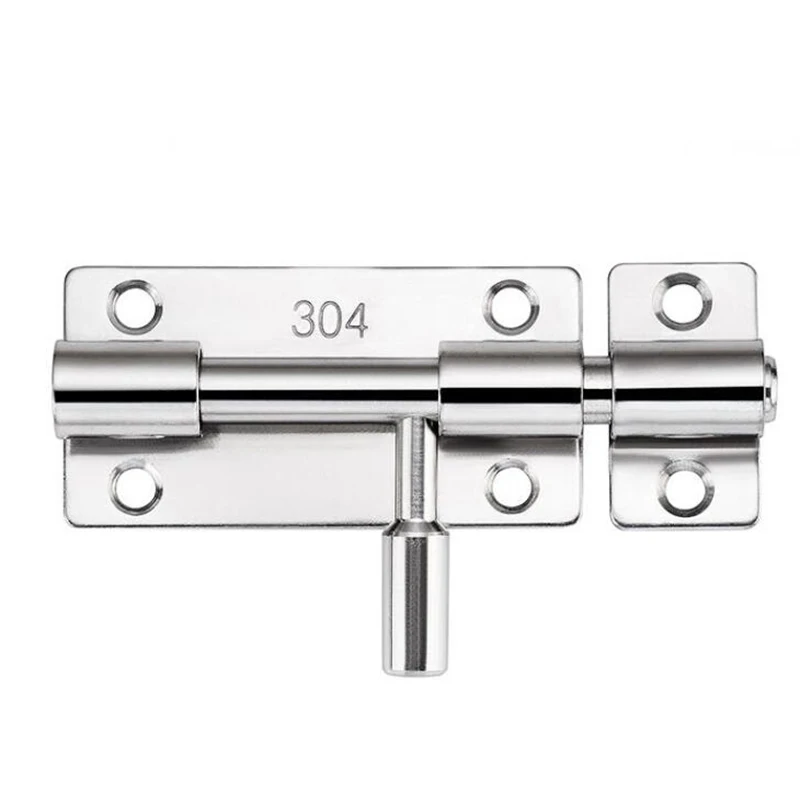 Door Latch 1Set Silver Stainless Steel Door Latch Solid Sliding Bolts Latch Hasp Home Hardware Gate Safety Toilet Door Lock