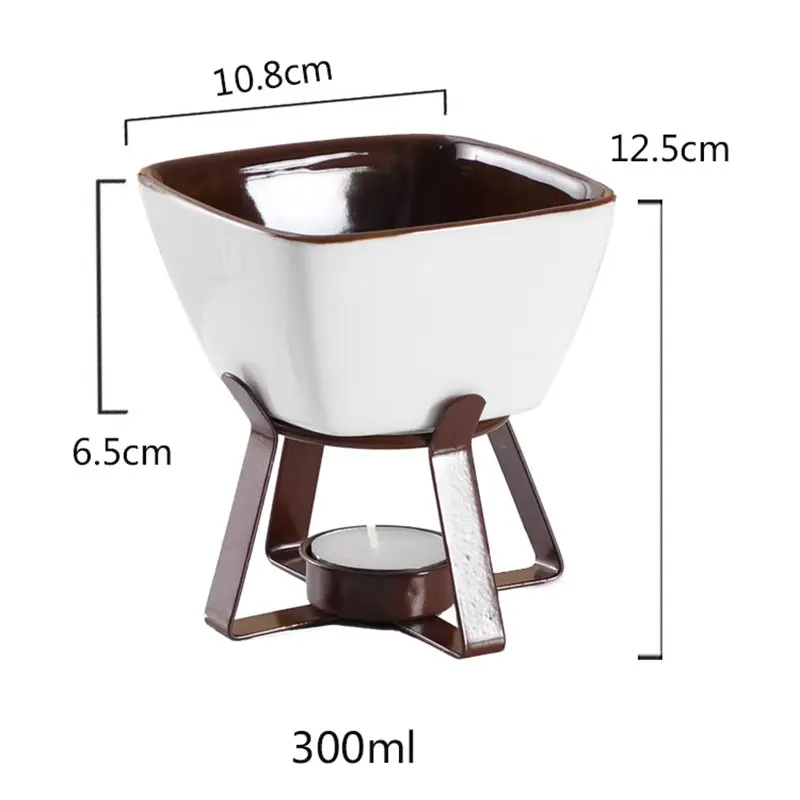 Creative Ceramic Fondue Pot for Chocolate, Cheese, and Ice Cream-Perfect for Melting and Keeping Warm